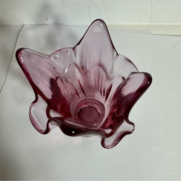 Vintage Fenton Dusty Rose Spiked Votive Candle Holder Glass. Fenton stamped - Picture 3 of 10